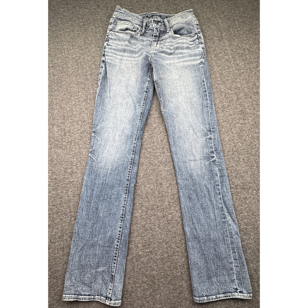 BKE Buckle Jake Straight Jeans Men's 30x34 Blue Denim Stretch Whiskered Western